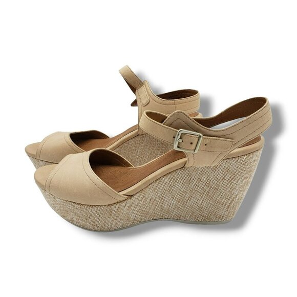 Clarks Artisan Nadene Lola Wedge Sandals Womens 11 Beige Leather - Picture 5 of 9